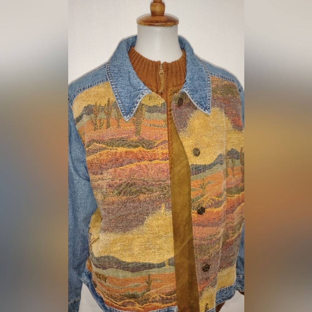 RETRO DESERT SCENE DENIM JACKET - Picture 10 of 11